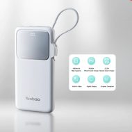 10000mAh Yoobao 3C Powerbank 20W Fast Charge Built-in Cable with Digital Display (PD/QC3.0/SCP) - White