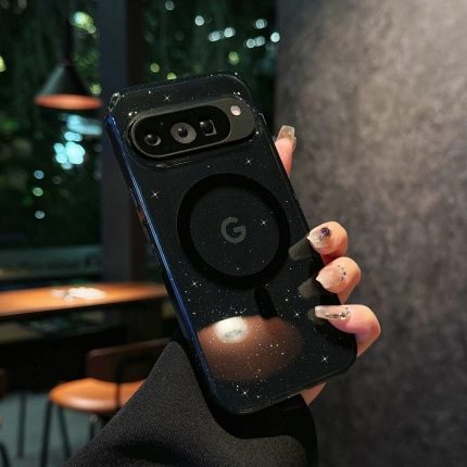 Black Clear Magnetic Wireless Charging Bling Sequins Phone Case