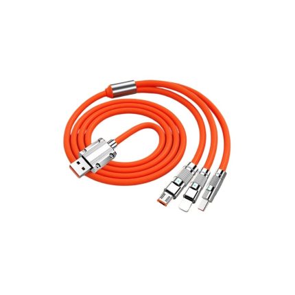 Orange 120W 3A 3 in 1 Fast Charging Data Cable Type-C Micro USB